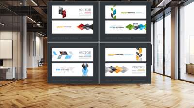 Vector set of modern horizontal website banners with yellow abst Wall mural