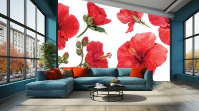  red hibiscus watercolor clipart	 Wall mural