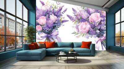 bouquet rose and lavender clipart vector for graphic resources	
 Wall mural