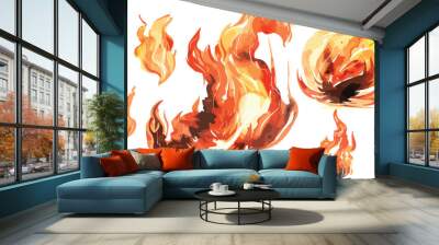 fire watercolor clipart Wall mural