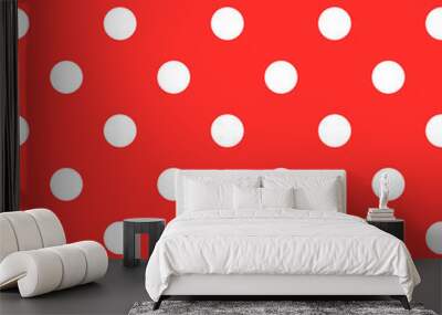 red white polkadot seamless pattern background vector Wall mural