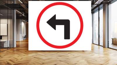 turn left sign isolated vector Wall mural