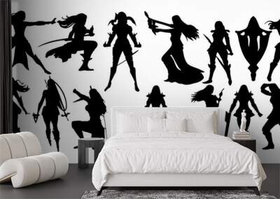 female warrior silhouettes
 Wall mural