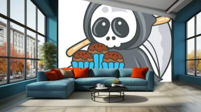 Illustration of cute skull ghost icon.
Funny skull ghost in activities stickers.
Angel of death cute elements. Wall mural