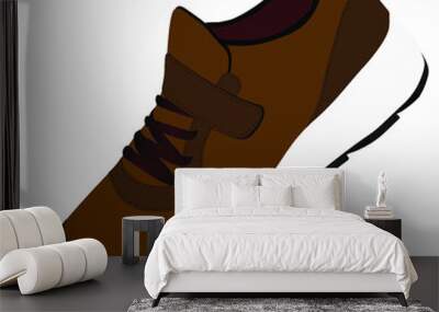 Brown sneakers for sports. Fitness shoes. Vector illustration Wall mural