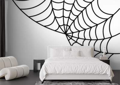 Hand drawn spider web icon. Black halloween cobweb Wall mural