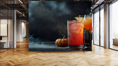 Portrait of a cocktail on a halloween party background. Wall mural