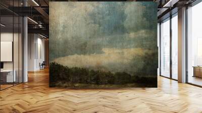 Vintage Stained Landscape Canvas Background XXL Wall mural