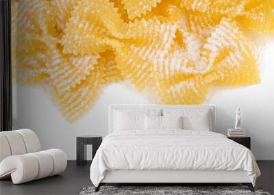 farfalle raw pasta isolated on white Wall mural