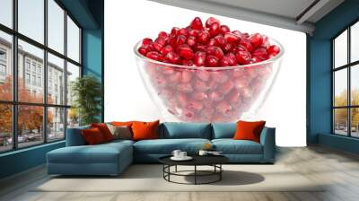 pomegranate in bowl isolated on white Wall mural