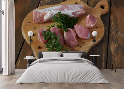 pork tenderloin on wooden surface Wall mural