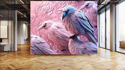 two pink crows Wall mural