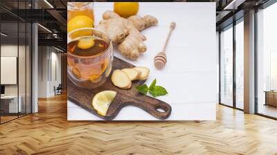 Healthy vitamin ginger tea with honey and lemon Wall mural