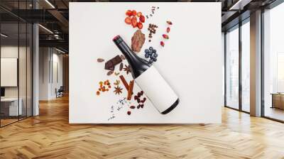 Possible flavor components of red wine. Creative composition Wall mural