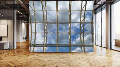 View to the sky - Steel and glass modern building - window to the sky  Wall mural