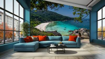 Tropical beach at view point of Similan Islands, Andaman Sea, Thailand Wall mural