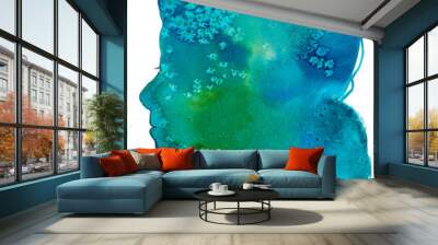 Mermaid texture sea life watercolor Wall mural