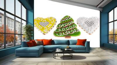 Christmas cookies xmas tree and two hearts
 Wall mural