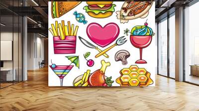 Set food icons isolated on white background 1 Wall mural