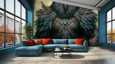 Epic owlbear mythical creature in a fantasy forest, Generative AI Wall mural