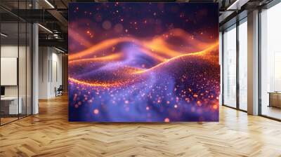  3d dark blue and purple gold background with lighting effect and sparkle, template luxury premium Wall mural