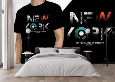 New York slogan tee graphic typography for print t shirt illustration vector art vintage Wall mural