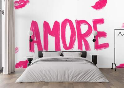 banner amore pink pink brush no background Wall mural