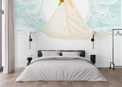 Beautiful bride card Wall mural