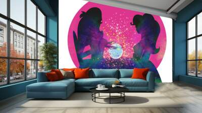 fortune teller woman reading future on magical crystal ball Wall mural