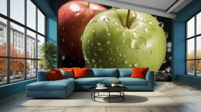 apple food green fresh water slice healthy juicy tropical isolated vitamin splash
 Wall mural