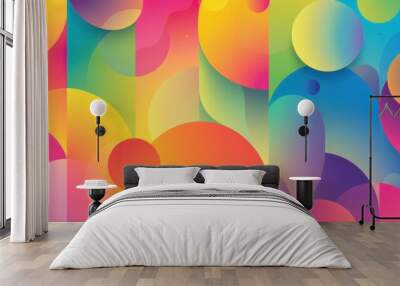 Vibrant kaleidoscope of colors in a bubble-like pattern Wall mural