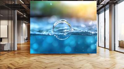 Air bubbles underwater rising to water surface Wall mural