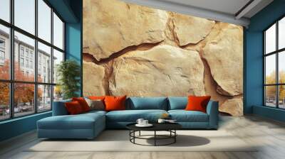 warm beige color stucco paint wall background in rough texture Wall mural