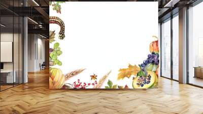 Cornucopia Frame white Background watercolor Wall mural