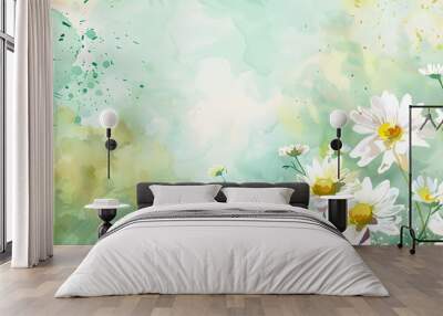 Daisy Ring Frame Background watercolor Wall mural