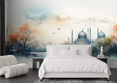 Eid Al-Fitr Watercolor Wall mural