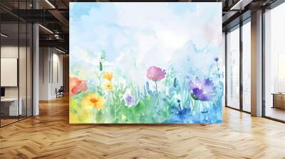 Kids Frame Background watercolor Wall mural