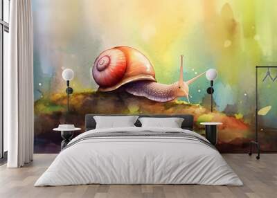 Slug in a nature Watercolor Wall mural