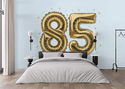 Golden Balloons Shaped as the Number 85 for a Birthday Celebration Backdrop Wall mural