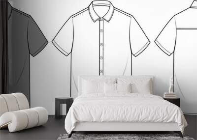 SHIRT FASHION FLAT SKETCH TEMPLATE Wall mural