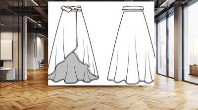 SKIRT fashion flat sketch template Wall mural