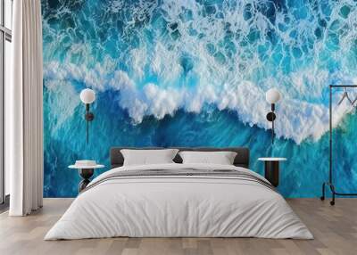 ocean waves blue ocean view from above -Created using generative AI tools Wall mural