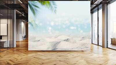 Exotic sandy beach with blurred summer sea on the background Wall mural