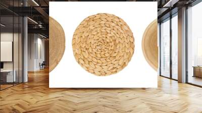 Round woven and wooden place mats Wall mural