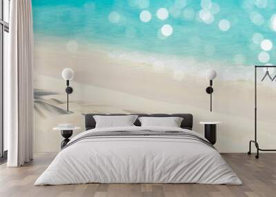 Summer vacation concept with palm shadow on tropical sandy beach Wall mural