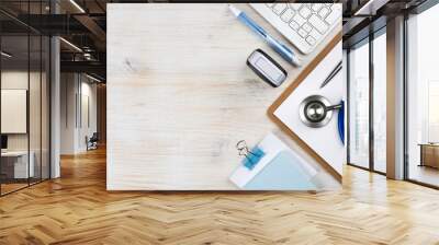 Wooden doctor desk with copy space Wall mural