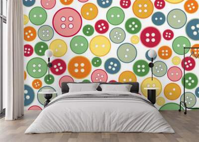 Seamless sewing buttons colorful pattern Wall mural