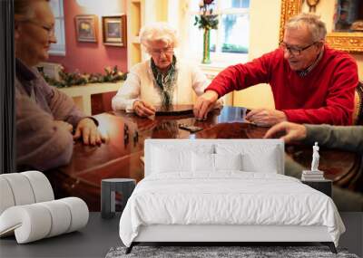 Group of senor people playing board games Wall mural