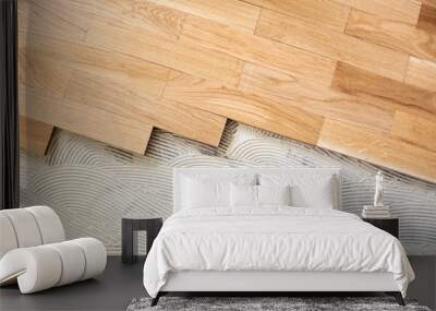 Subfloor mixture and assembled parquet plates Wall mural