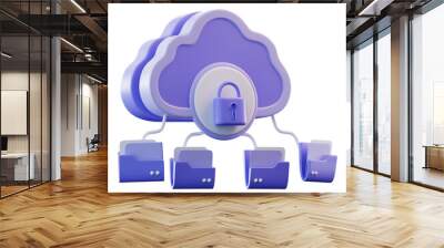  3D Illustration Cloud Transfer Security Wall mural